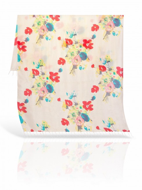 Палантин Женский S30-BRUSH.FLOWER/WHITE